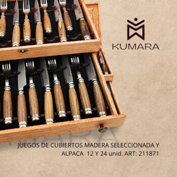 JUEGOS DE CUBIERTOS MADERA SELECCIONADA Y ALPACA 12 Y 24 UNID