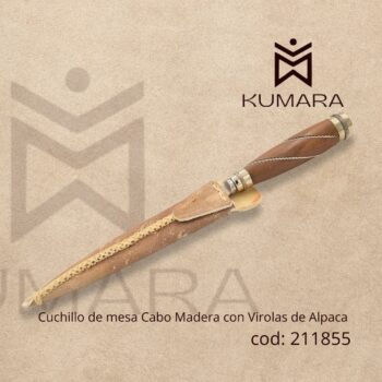 Cuchillo de mesa Cabo Madera con Virolas de Alpaca