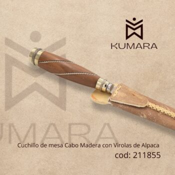 Cuchillo de mesa Cabo Madera con Virolas de Alpaca